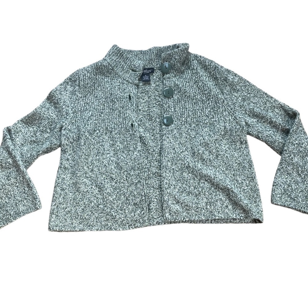 SML Design Green & White Sweater Knit 3 Button Closure Size M